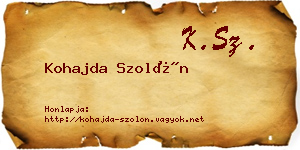 Kohajda Szolón névjegykártya